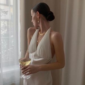 ONARIN Ms Pleat Dress - Coconut (White) - Size Medium